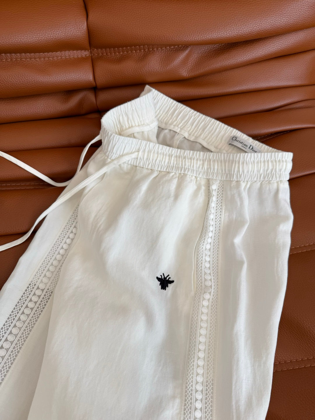 CD 25 Hollow Lace Pant Black and White Natural Fiber