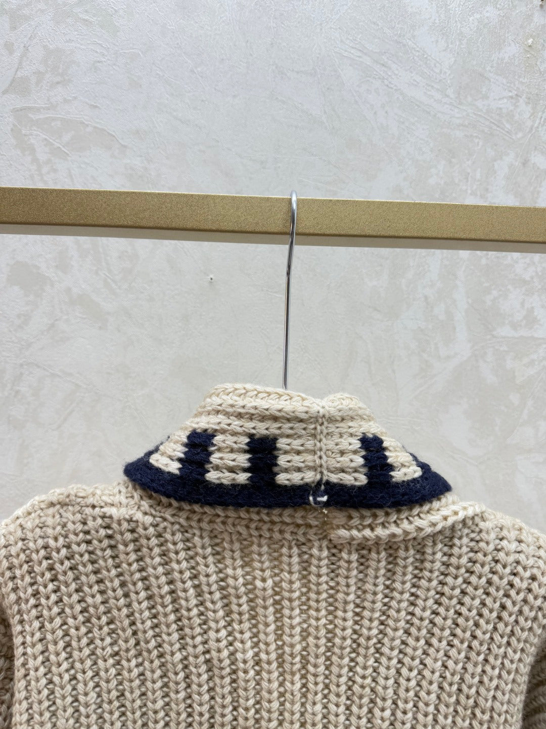 Chanel 2025 Cardigan Beige Blue Wool