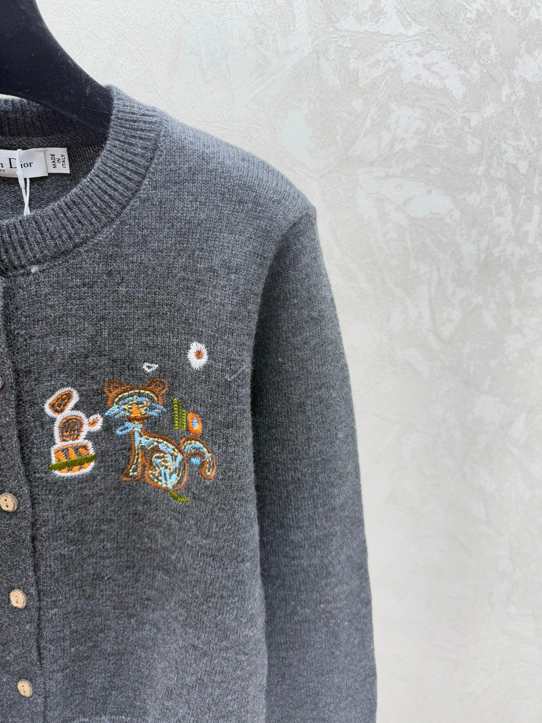 Dior 2025 Cat Print Jacket Black and Gray Wool