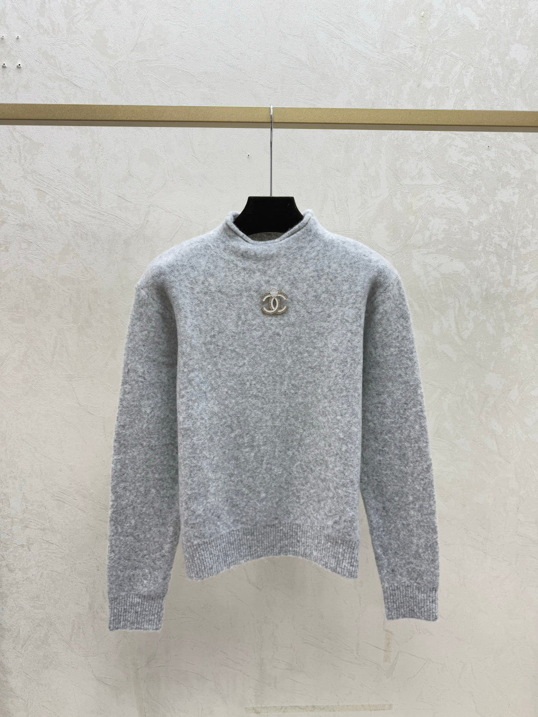 Chanel 2025 Knitted High Neck Long-Sleeved Sweater Wool Cashmere 734803