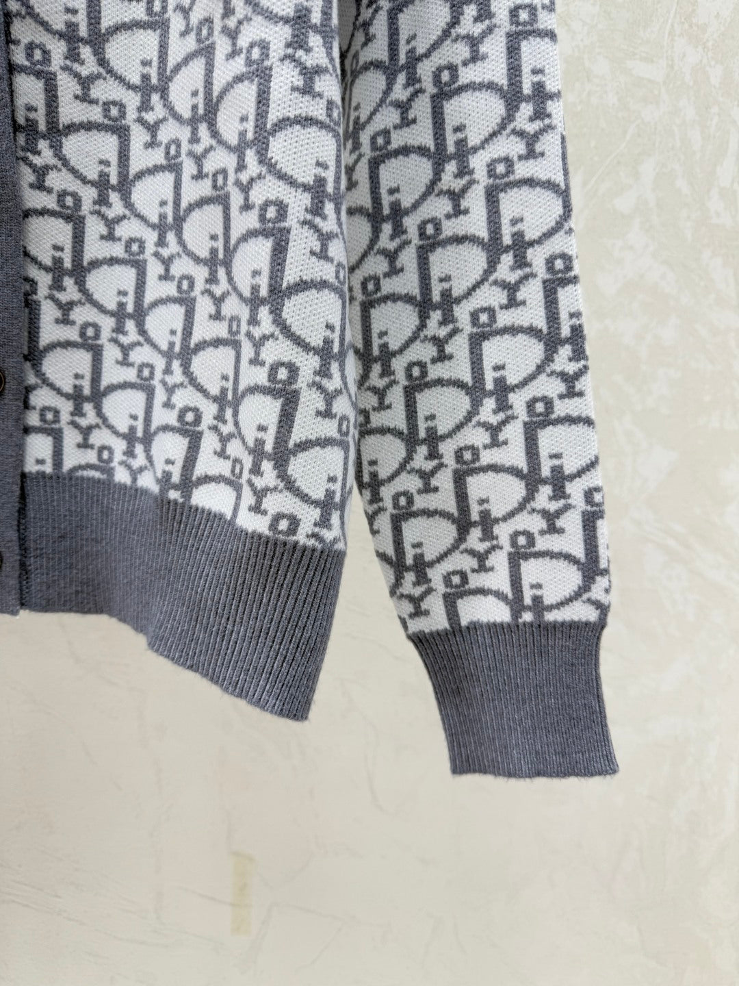 Dior 2025 Oblique Cardigan Gray and Blue Wool