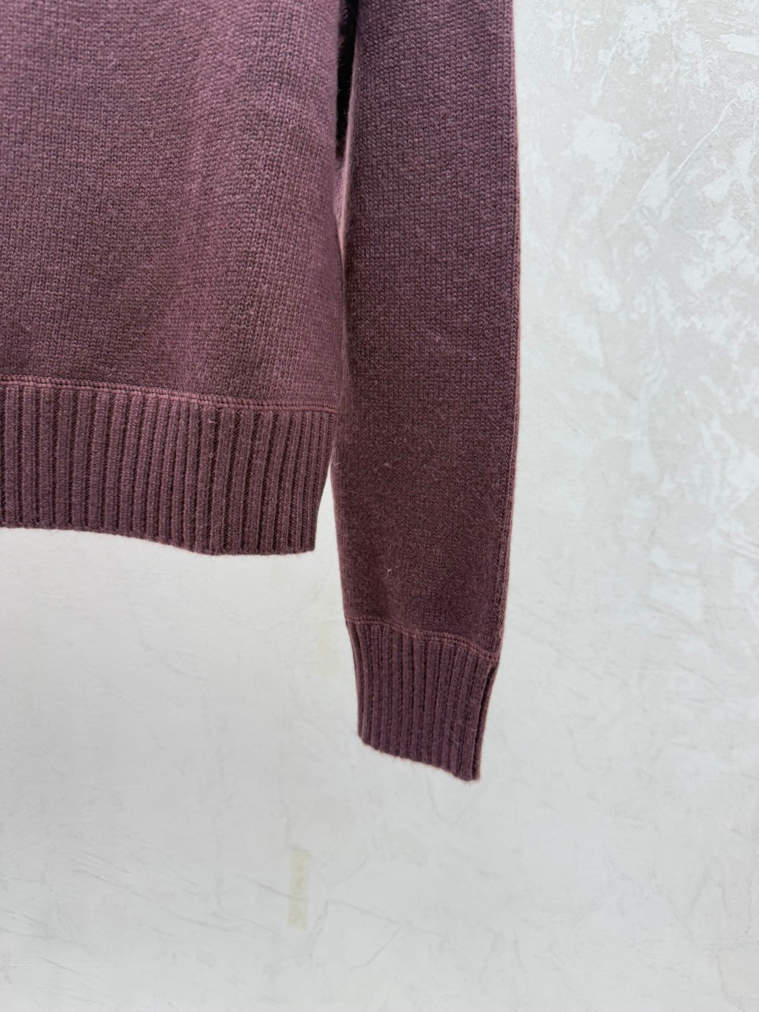 Prada 2025 Round Neck Long-sleeved Knit Sweater Burgundy Wool