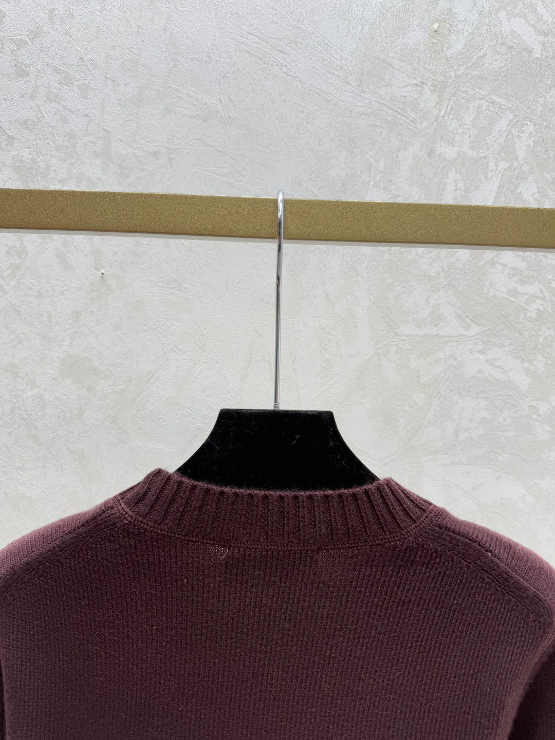 Prada 2025 Round Neck Long-sleeved Knit Sweater Burgundy Wool