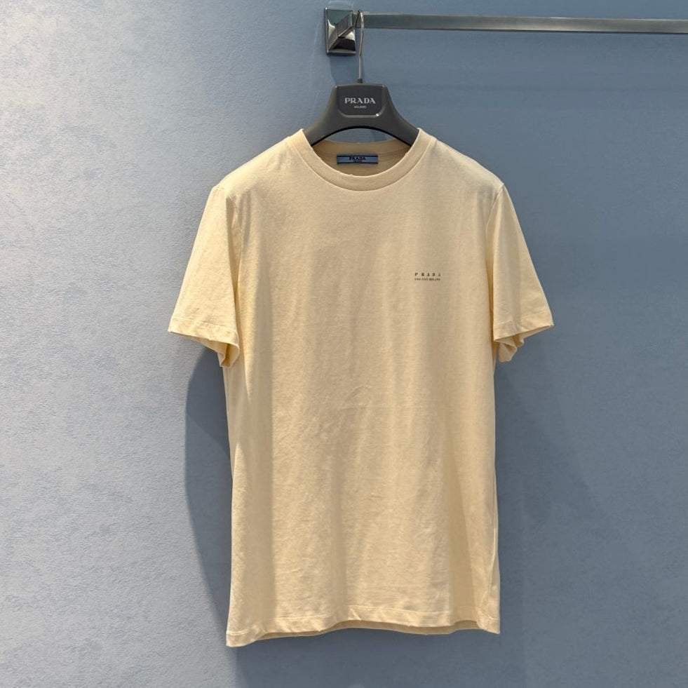 Prada 25 Short Sleeved T-shirt Vest Light Yellow Cotton