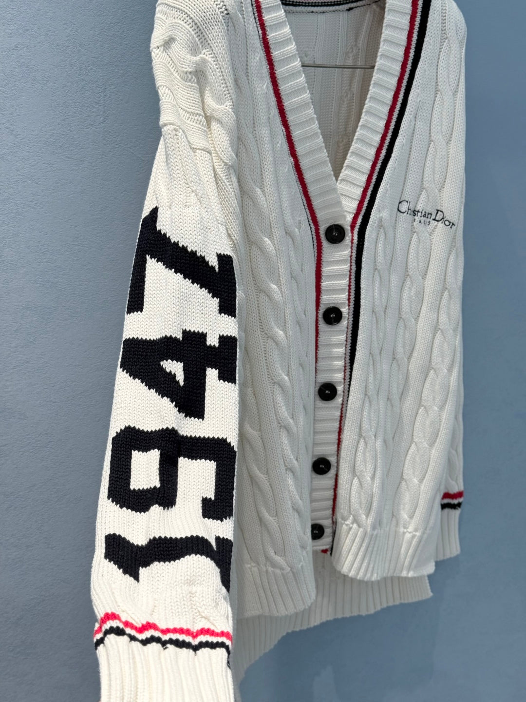 CD 25 Cardigan White Red Black Cotton