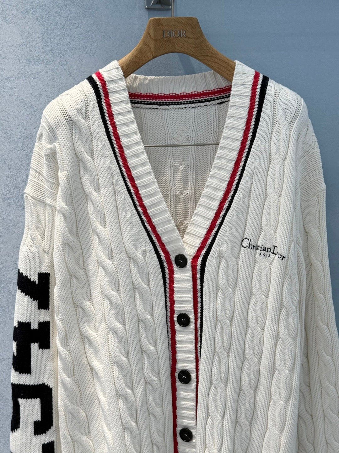 CD 25 Cardigan White Red Black Cotton