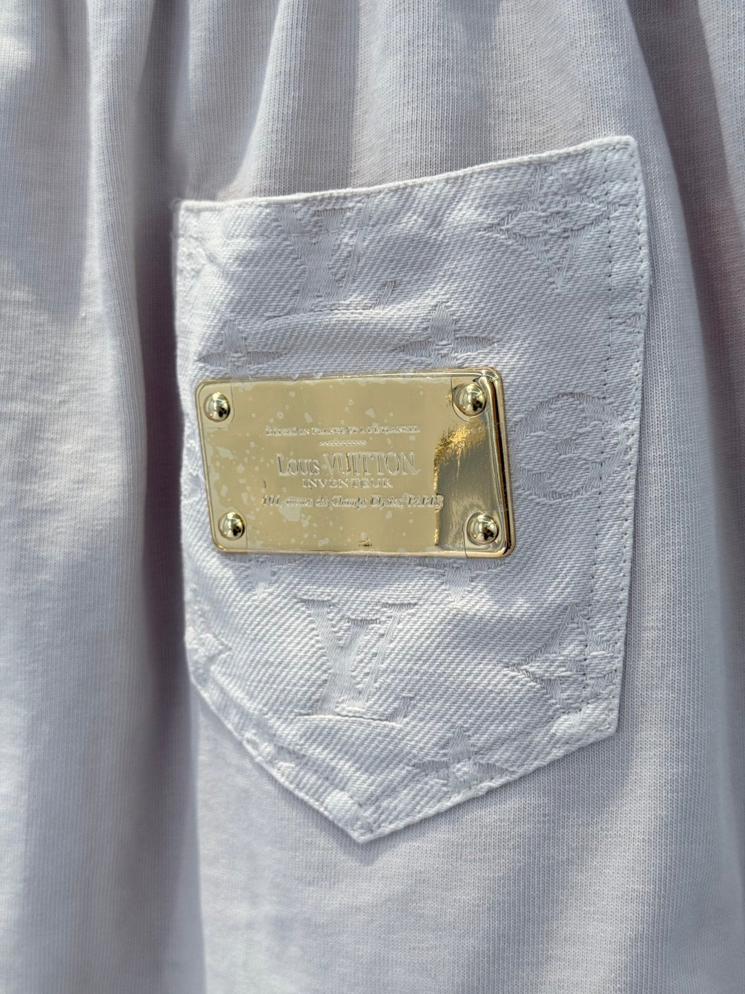 LV Designer Dress With Metal Logo Buttons Light Skirt  Pink Cotton