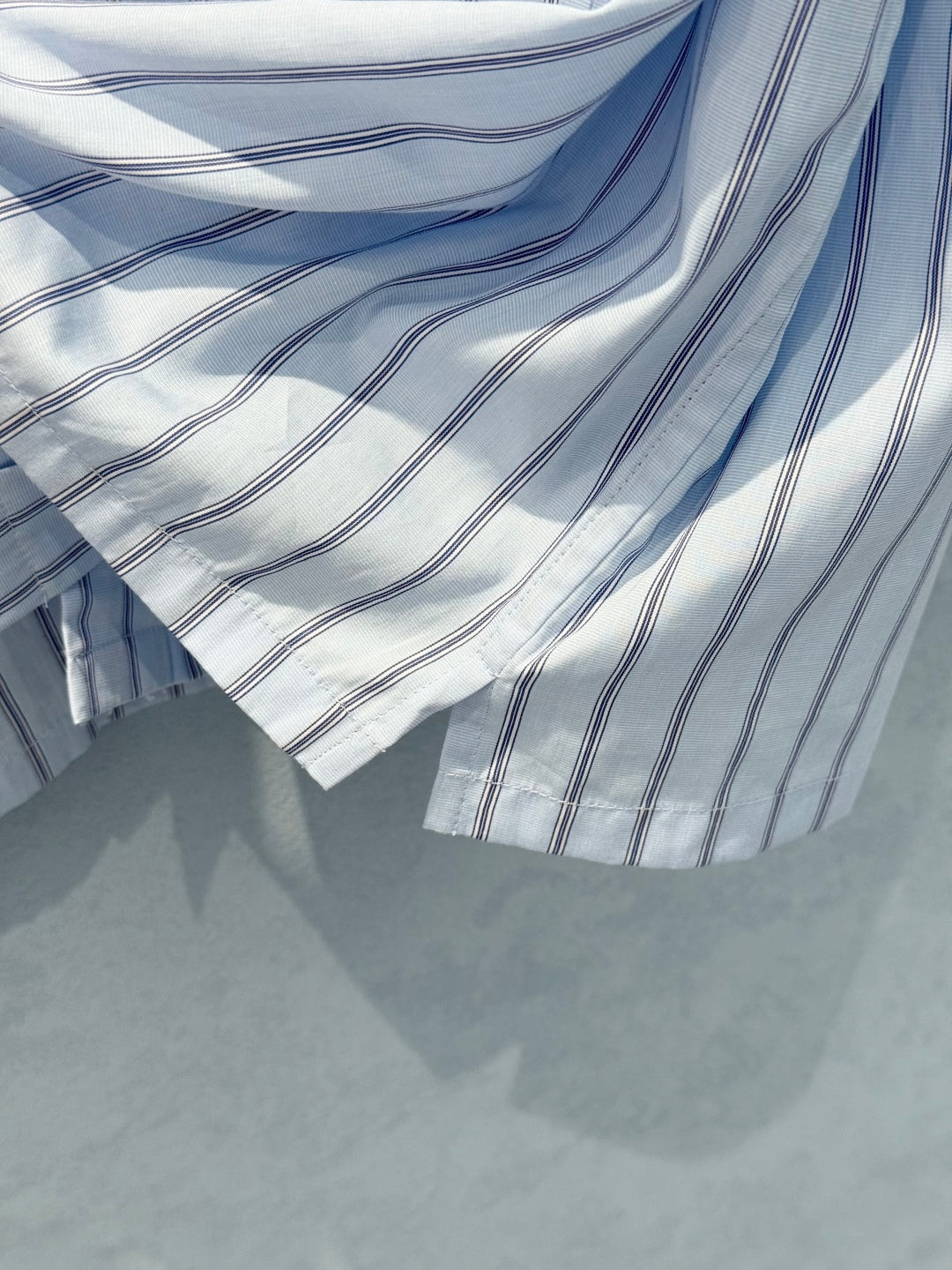 Prada 25 Striped Short-sleeved Collared Shirt Blue Cotton