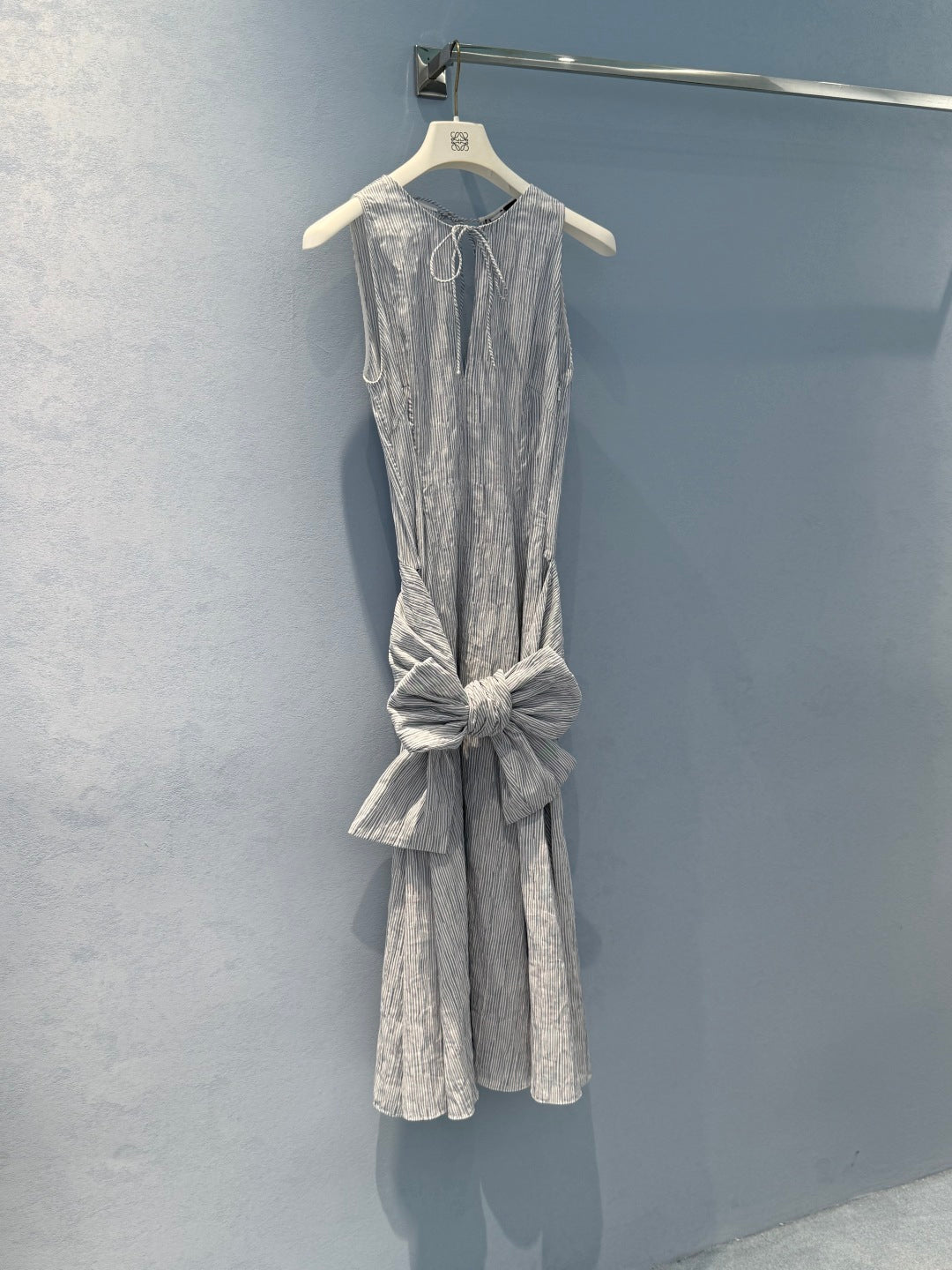 Loewe 25 Sleeveless Dress Blue mix White Cotton Polyamide