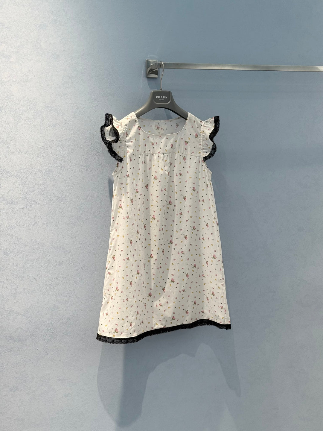 Prada 2025 Hollow lace floral vest skirt White Cotton