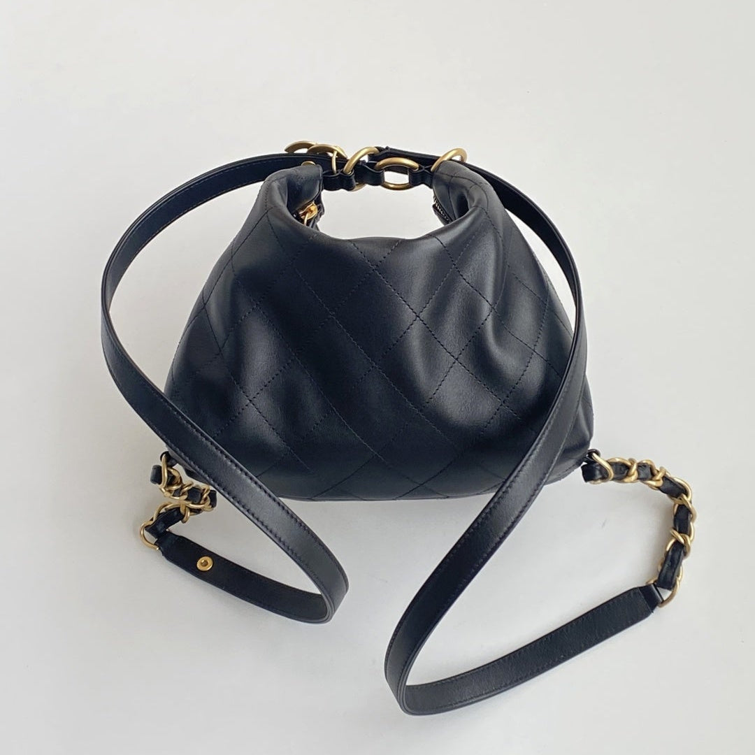 Chanel 25 Hobo Backpack Black Soft Calfskin