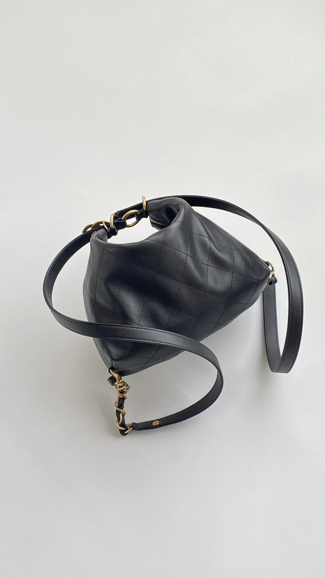 Chanel 25 Hobo Backpack Black Soft Calfskin