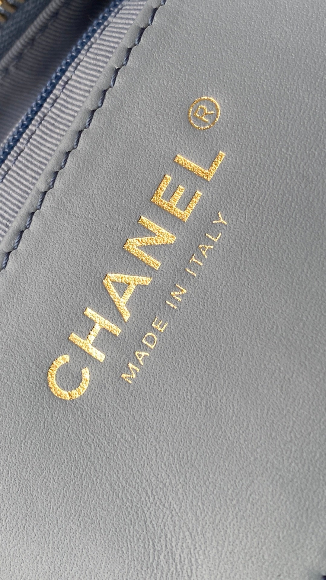 Chanel 25 Large Cargo Hobo Bag Blue Gold Denim Fabric