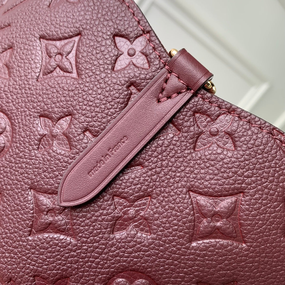 LV 2025 Louis Vuitton All In One MM Bag 56cm Wine Red Monogram Empreinte Leather 343623