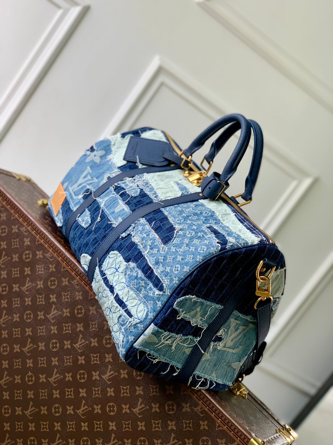 LV 2025 Keepall Bandoulière 50 Bag Blue Denim Cowhide 346569