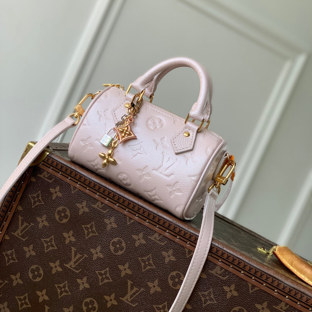 LV 2025 Nano Speedy Bag 16cm Pink Calfskin 346575