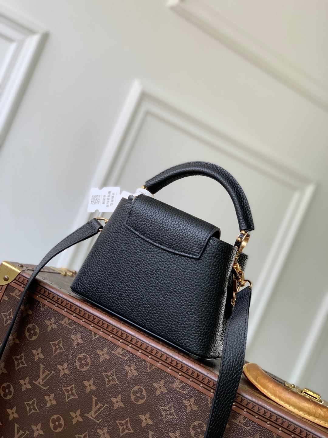 LV 2025 Capucines Bag Black Gold Taurillon Leather 347382