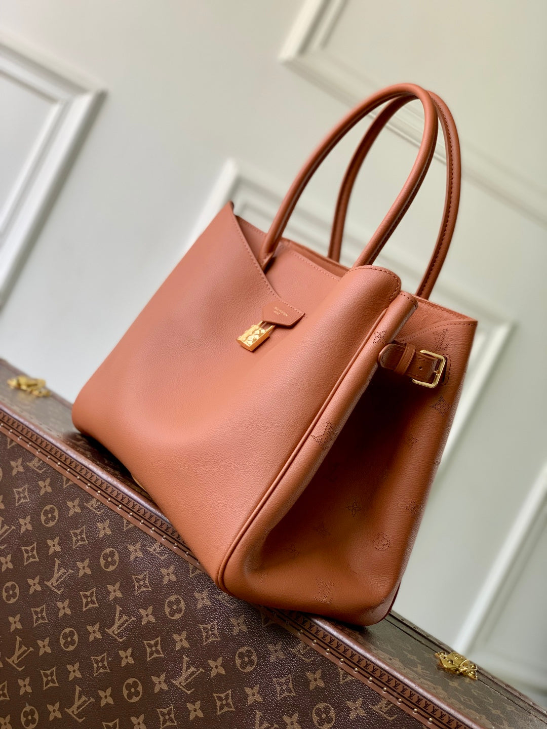 LV 2025 Vendome PM Bag 35cm Cognac Brown Calfskin 347425