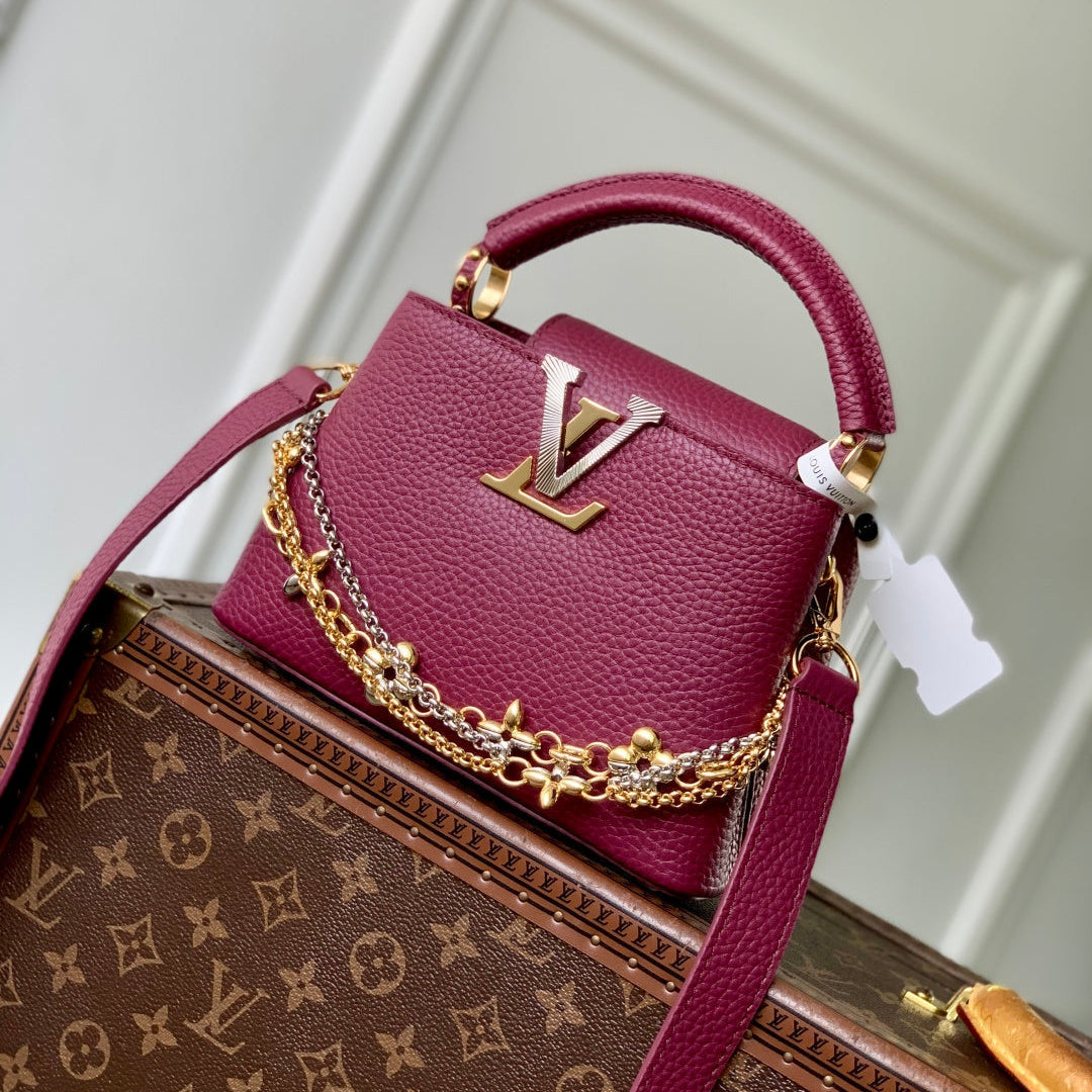 LV 2025 Capucines Bag Plum Taurillon Leather 347434
