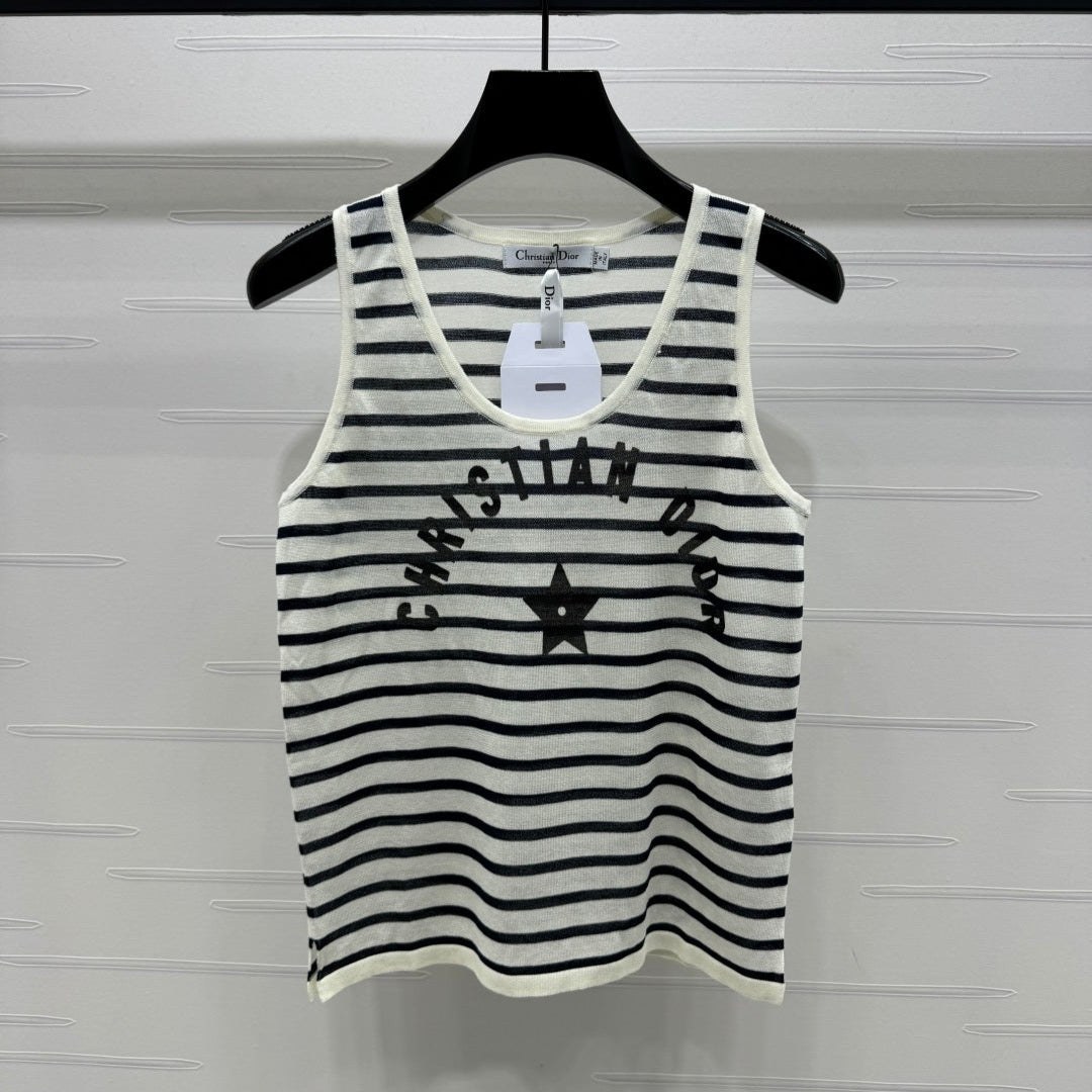 Dior 25 Striped Black White Tank Top