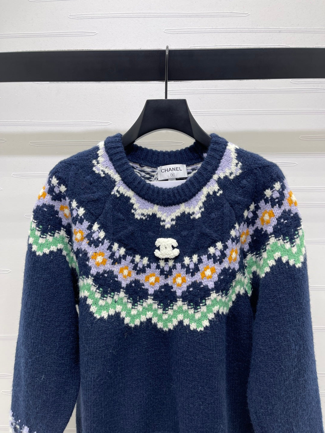 Chanel 2025 Sweater Dark Blue Mix Colors Wool Nylon 319616