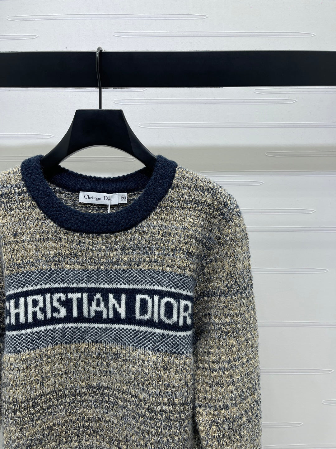 Dior 2025 Sweater Beige mix Navy Blue Wool 321296