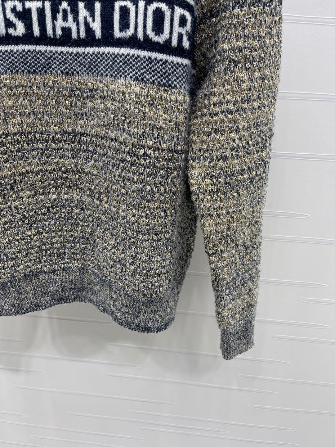 Dior 2025 Sweater Beige mix Navy Blue Wool 321296