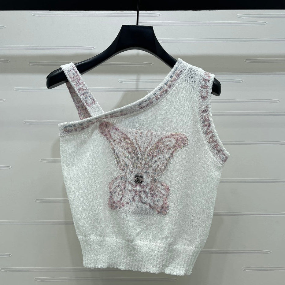 Chanel 2026 Butterfly Off-Shoulder Knitted Vest Wool Cashmere