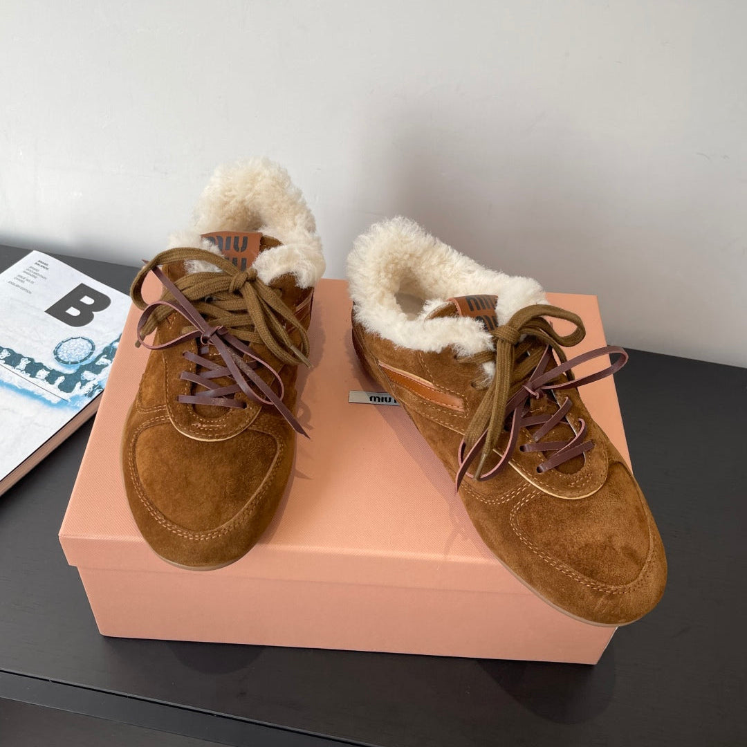 MiuMiu 25 sneaker brown suede wool 521962