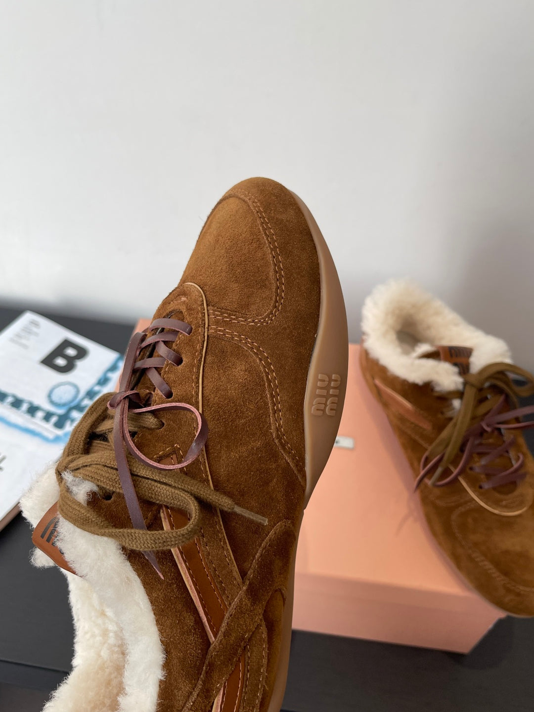 MiuMiu 25 sneaker brown suede wool 521962