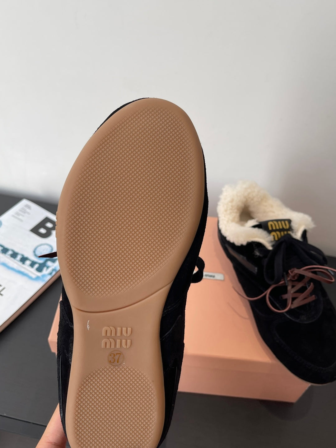 MiuMiu 25 sneaker black suede wool 521961