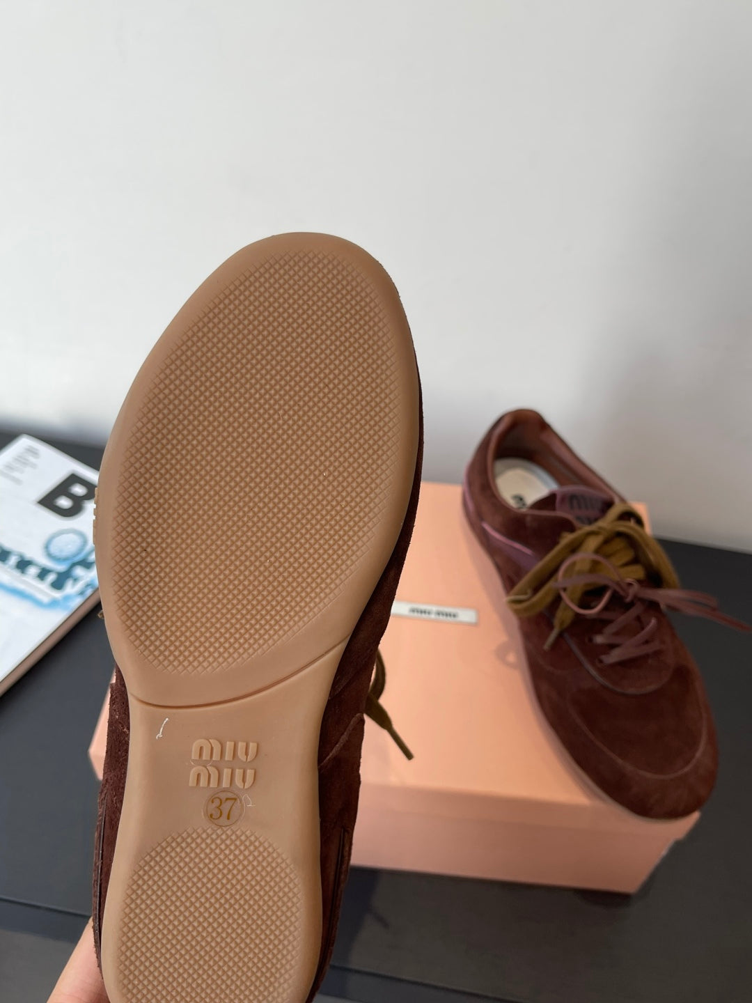 MiuMiu 25 sneaker dark brown suede  521963