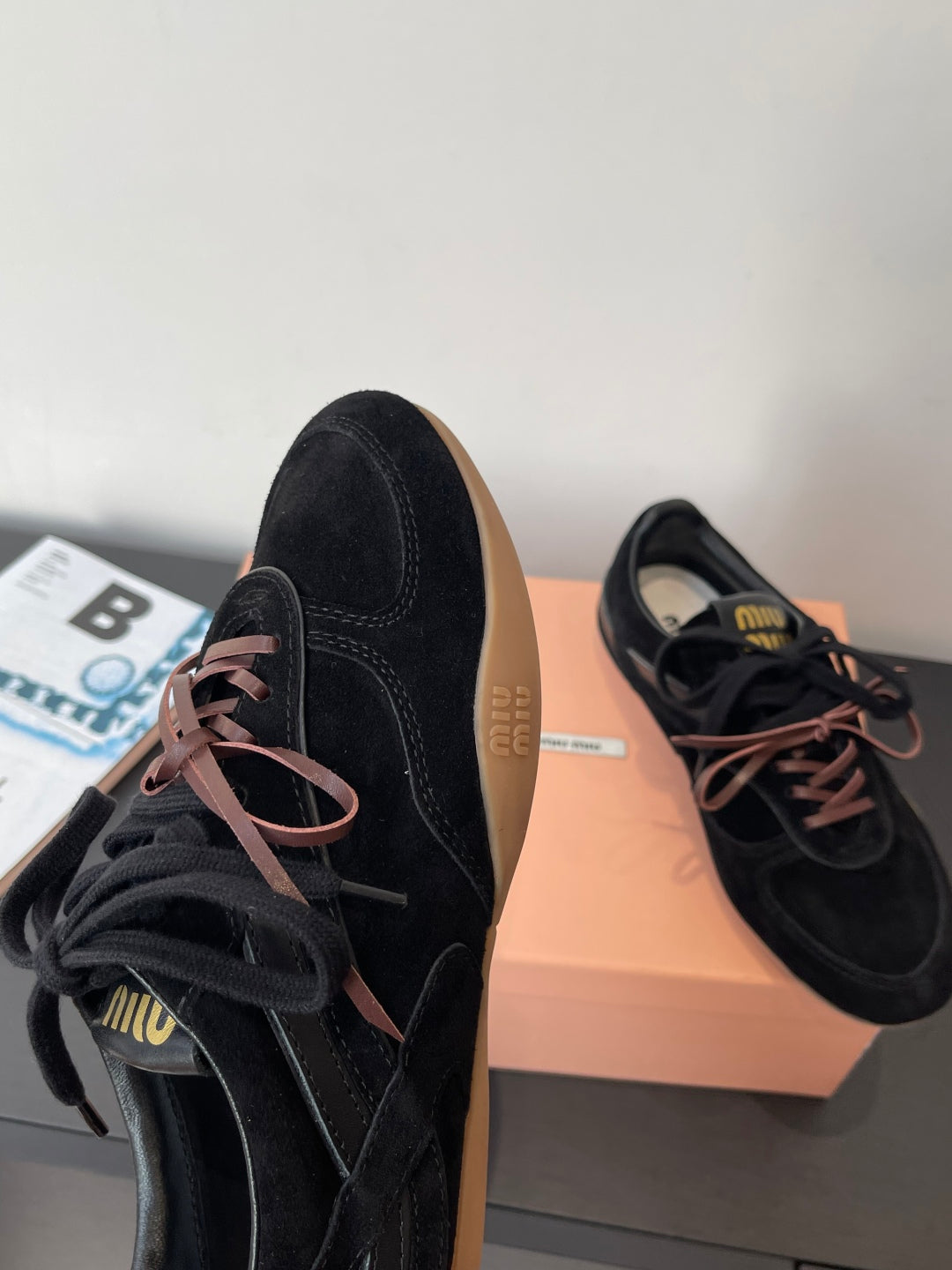 MiuMiu 25 sneaker black suede  521964