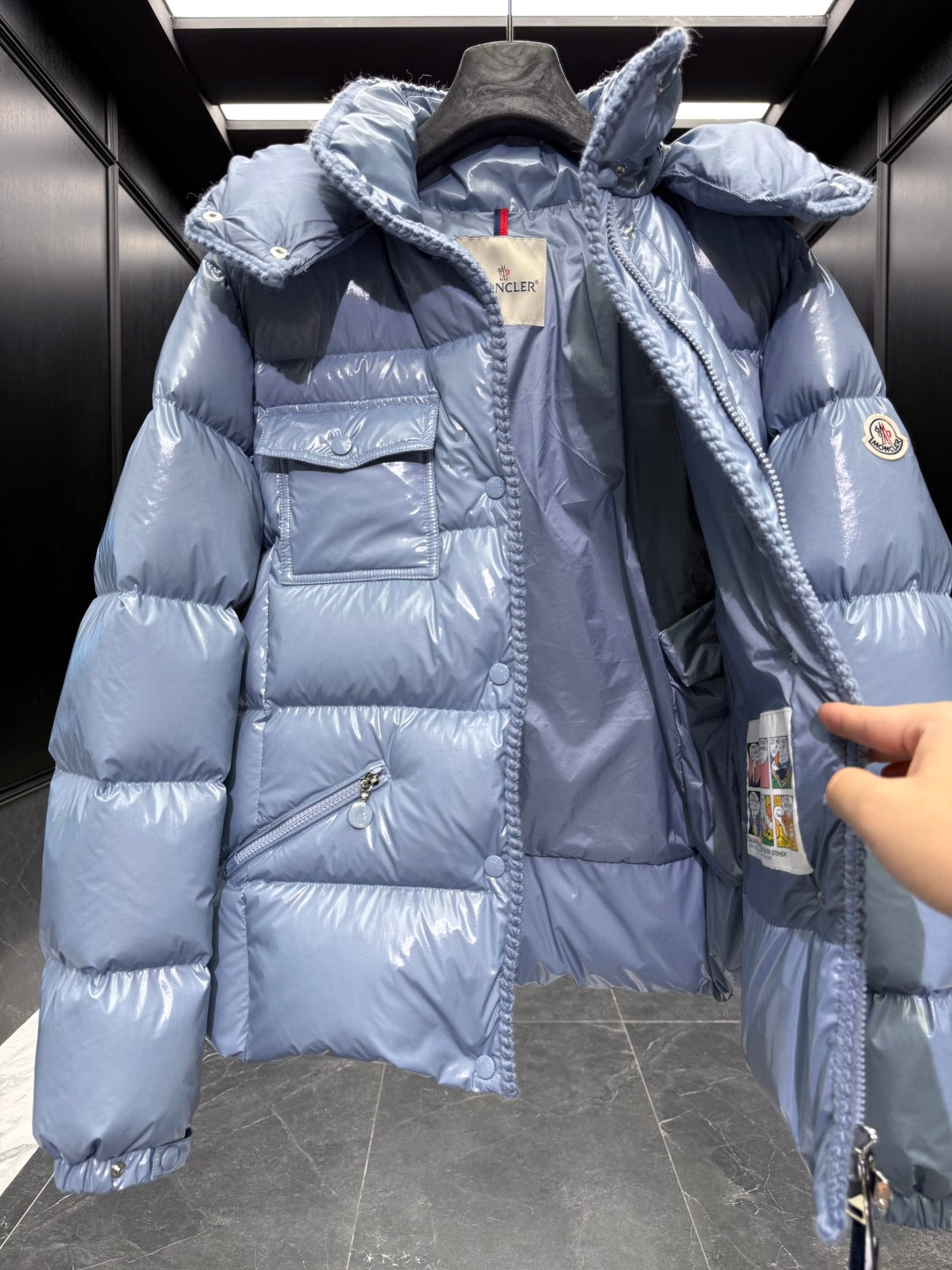 MC 25 Down Jacket Glossy Blue Grey Polyester 0015