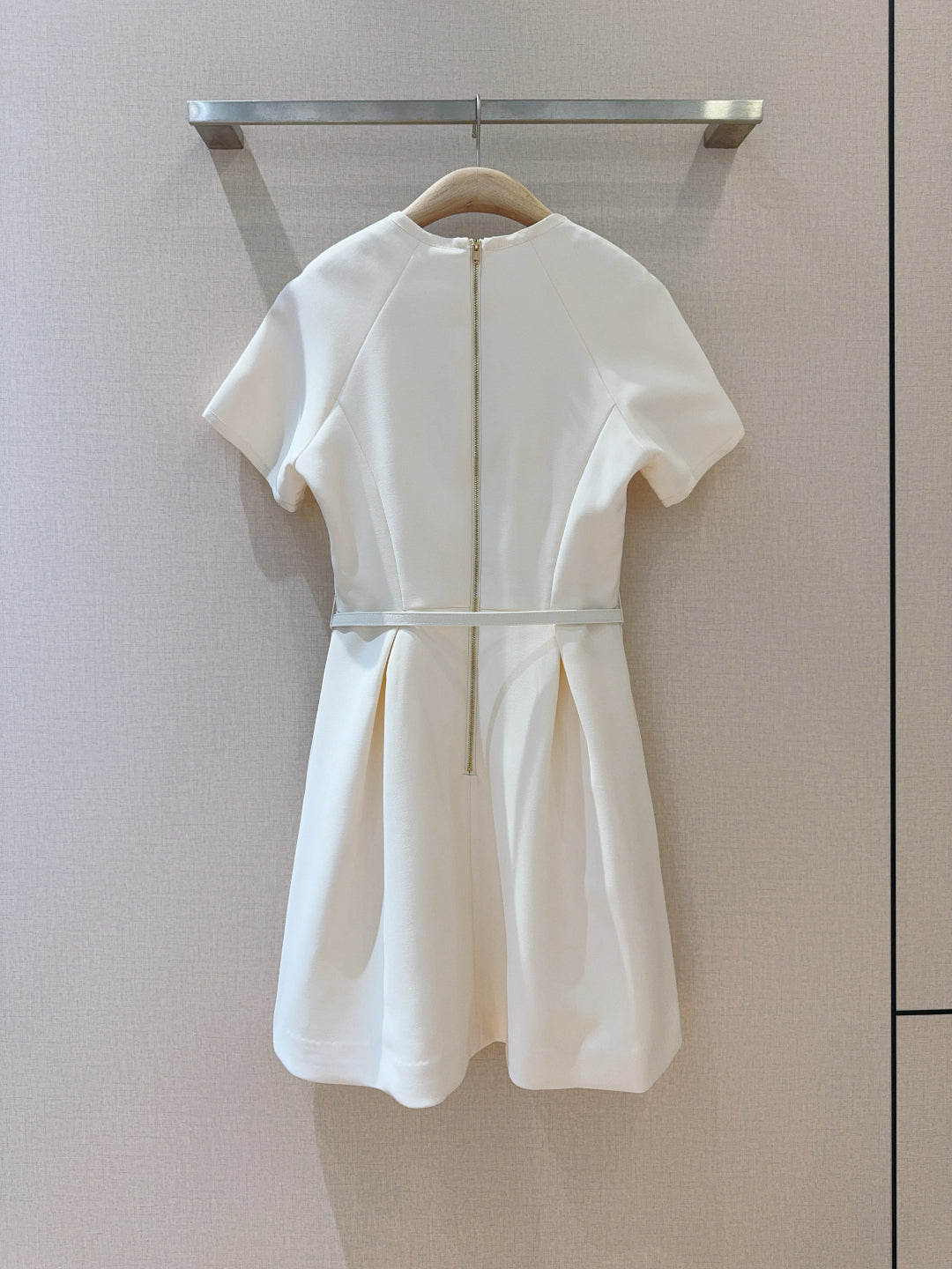 CD 25 Round Neck Raglan Sleeve Dress Beige Polyester