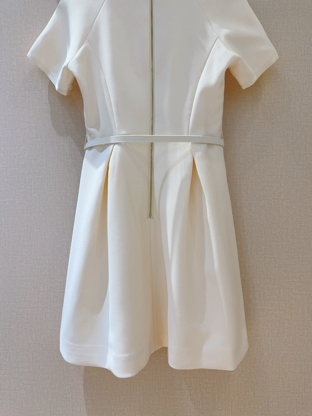 CD 25 Round Neck Raglan Sleeve Dress Beige Polyester