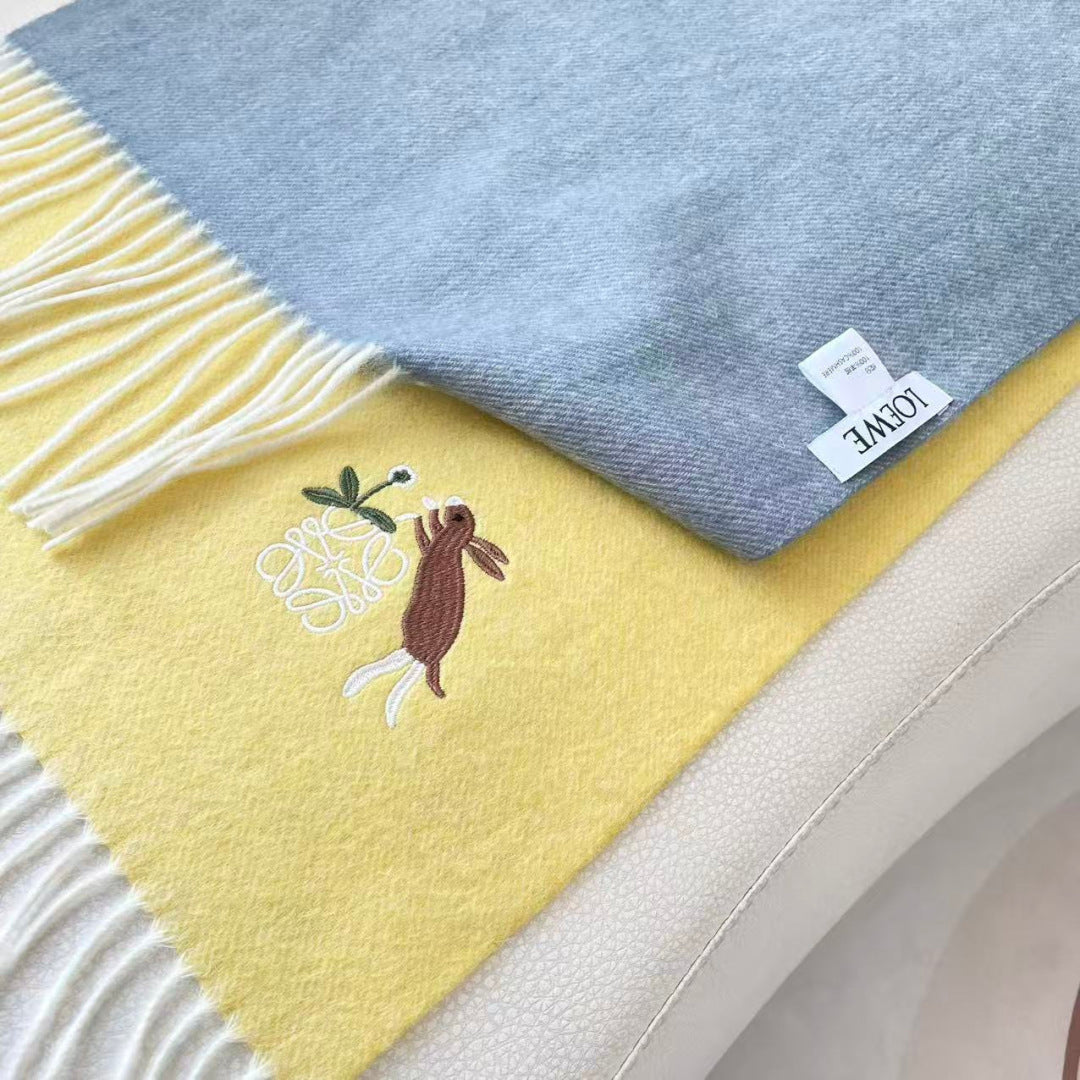 Loewe Scarf 180CM Yellow Gray Cashmere 924194