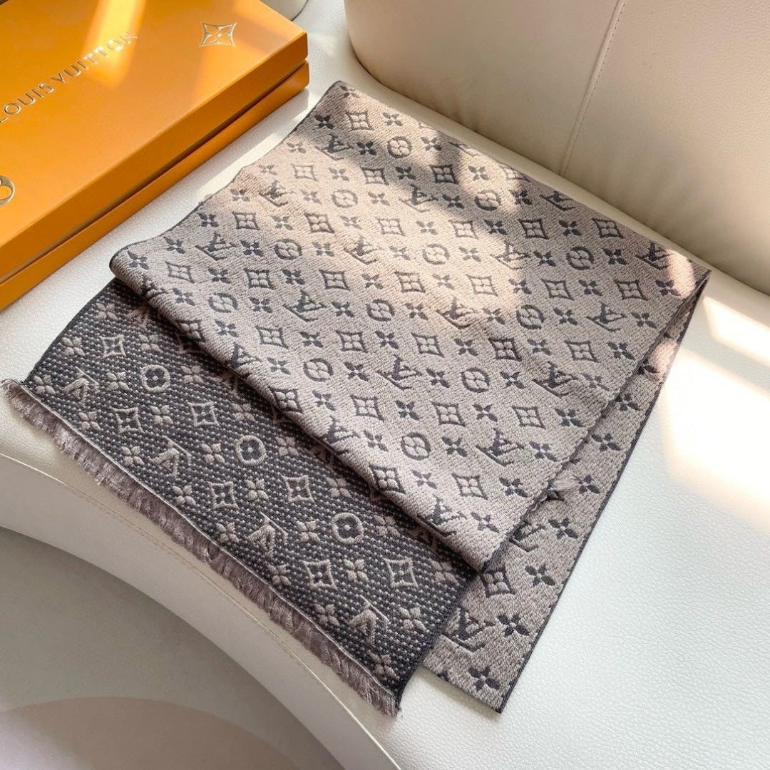 LV Men Scarf 180cm Light Brown Wool 967167