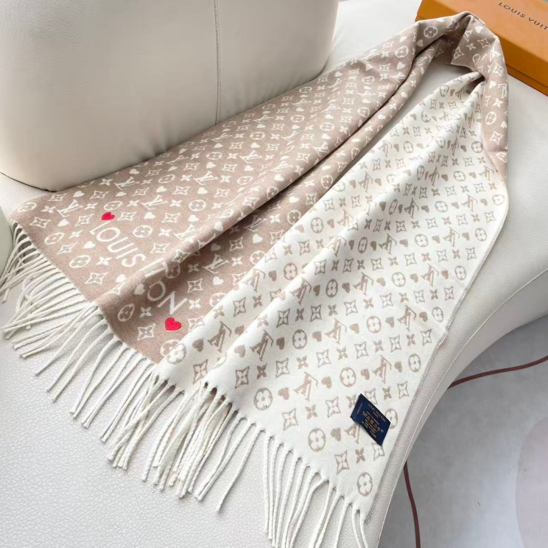 LV Studdy Reykjavik Scarf 180cm Beige Wool 967169