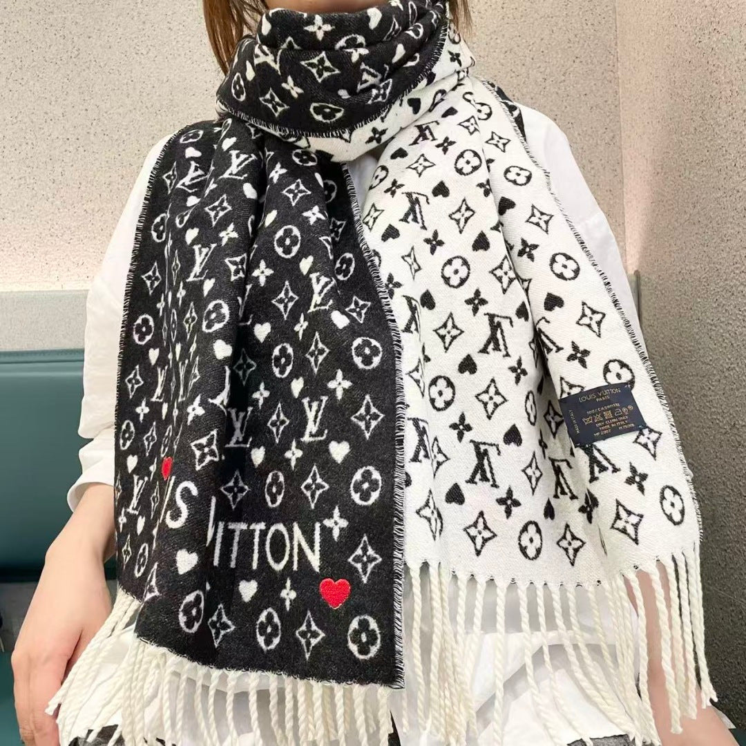 LV Studdy Reykjavik Scarf 180cm Black Wool 967170