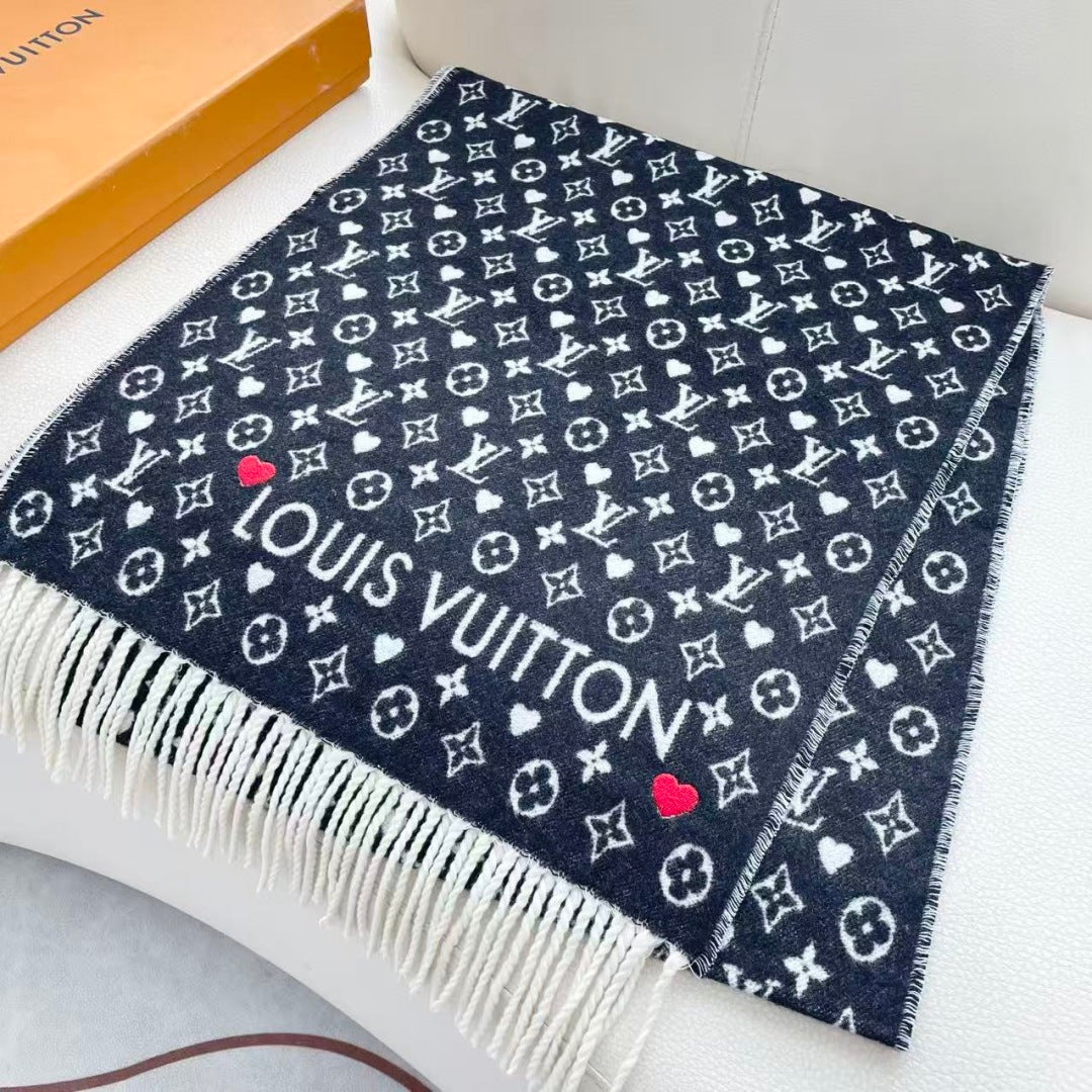 LV Studdy Reykjavik Scarf 180cm Black Wool 967170