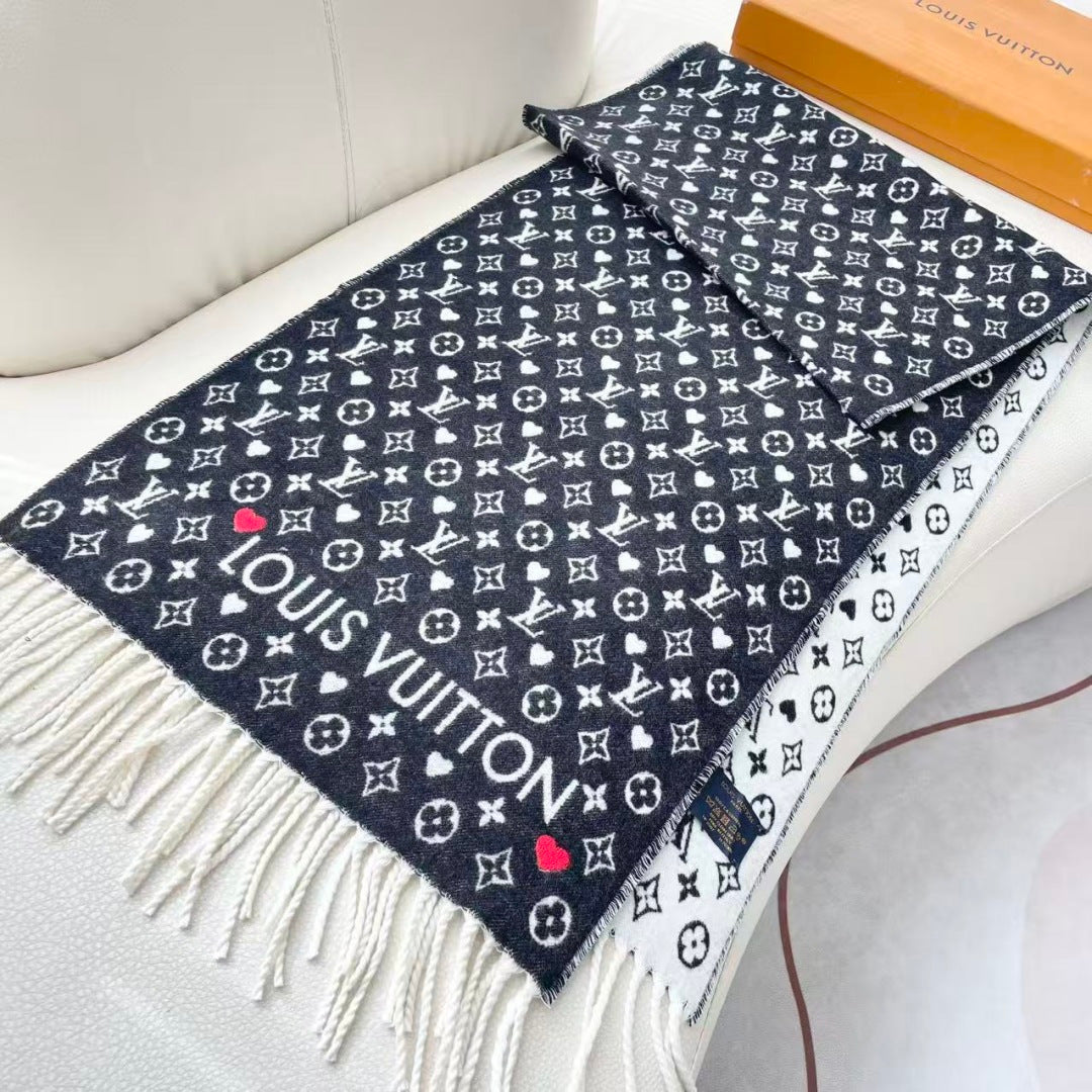 LV Studdy Reykjavik Scarf 180cm Black Wool 967170