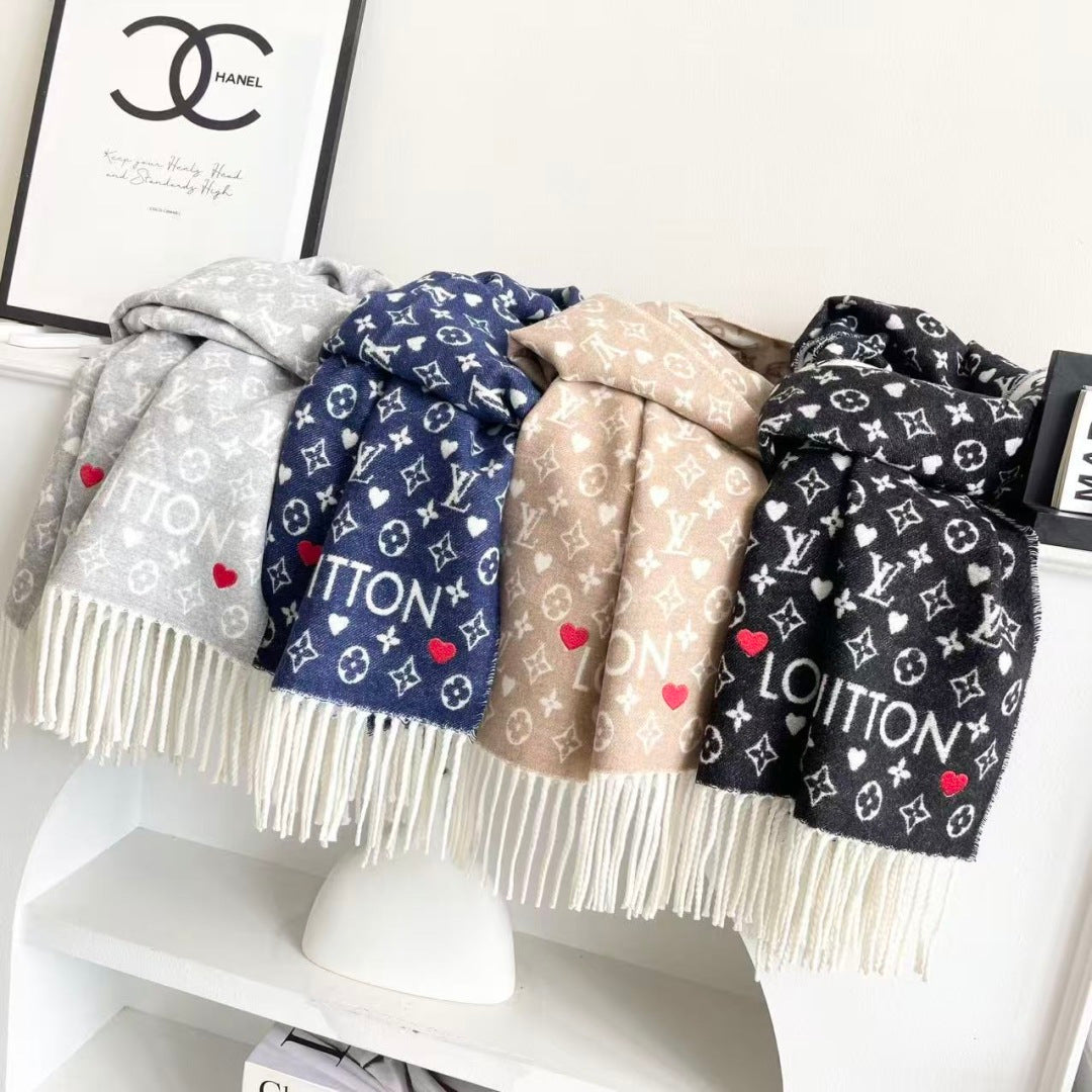 LV Studdy Reykjavik Scarf 180cm Blue Wool 967171