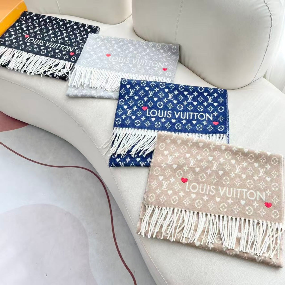 LV Studdy Reykjavik Scarf 180cm Light Gray Wool 967172