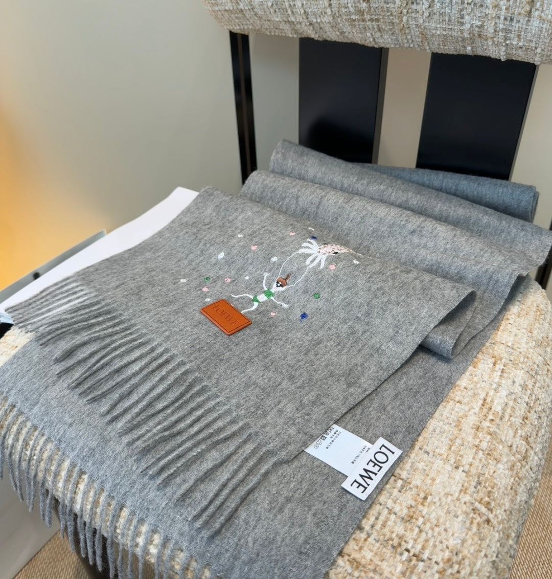 Loewe Scarf 180CM Gray Wool-blend 902880