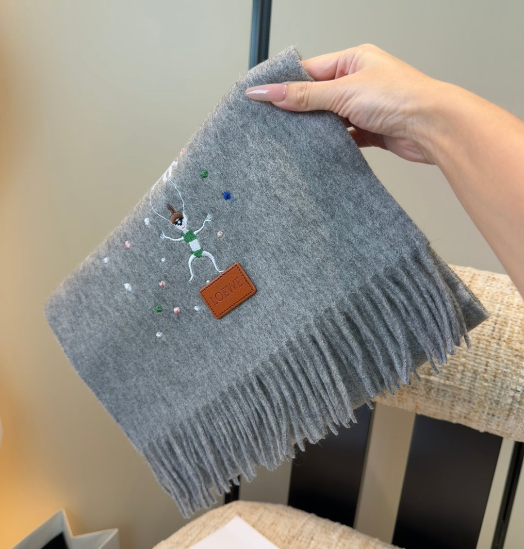 Loewe Scarf 180CM Gray Wool-blend 902880