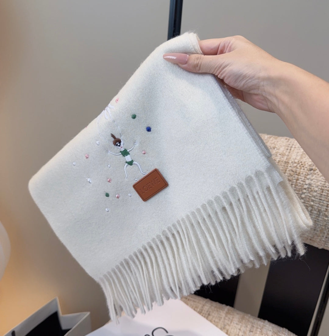 Loewe Scarf 180CM Ivory Wool-blend 909785