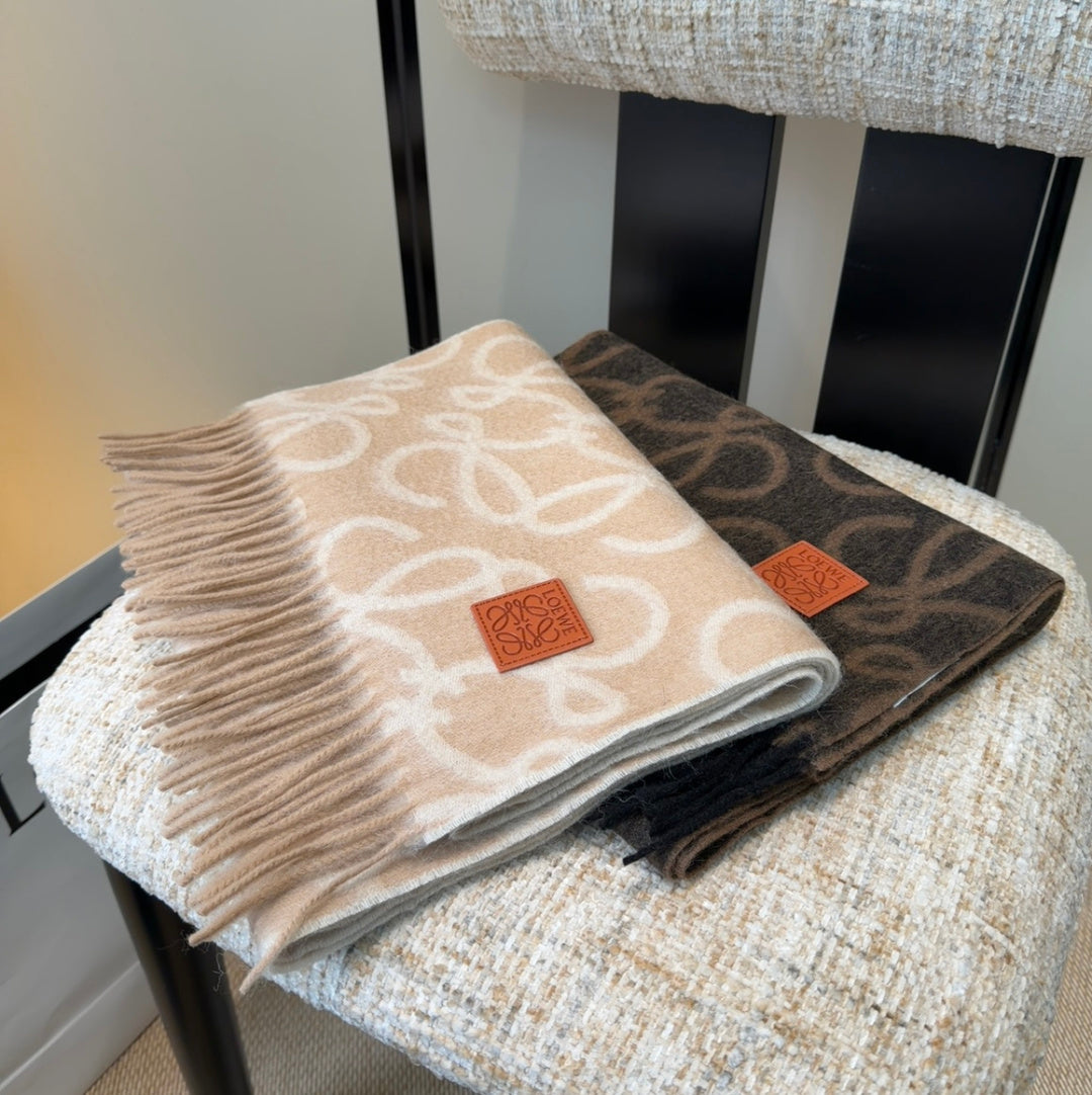 Loewe Scarf 180CM Black Brown Wool-blend 100121