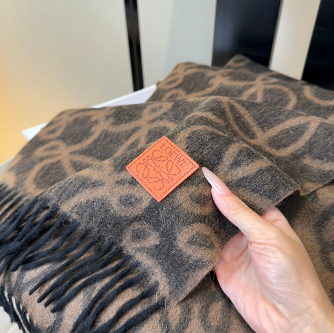 Loewe Scarf 180CM Black Brown Wool-blend 100121