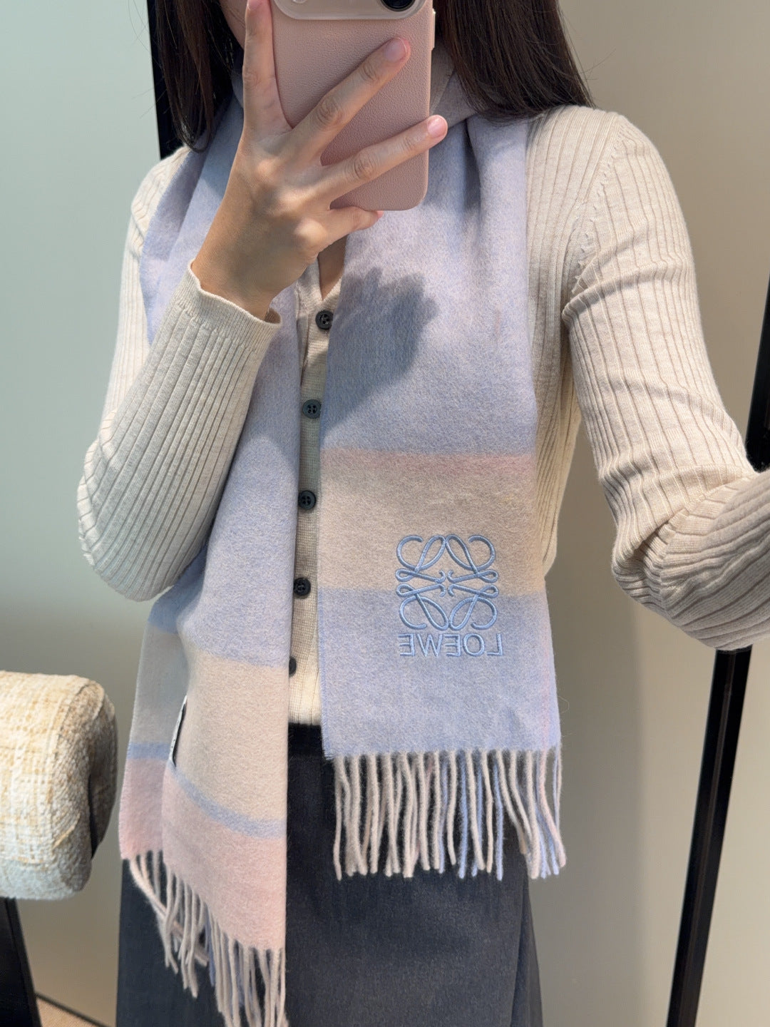 Loewe Scarf 180CM Baby Blue Cashmere 969486